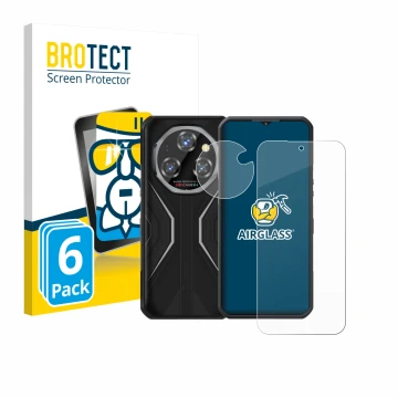 Vorderseite einer Produktverpackung mit dem Markenlogo BROTECT. Daneben ist das Gerät Oukitel WP55 Pro (Display+Kamera) mit de