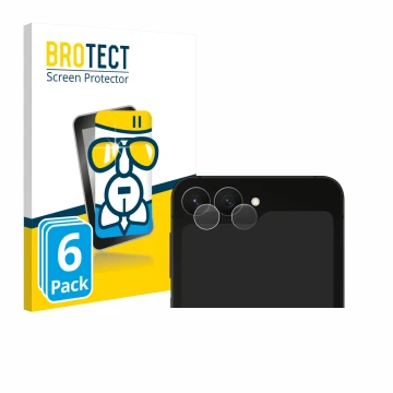 Vorderseite einer Produktverpackung mit dem Markenlogo BROTECT. Daneben ist das Gerät Samsung Galaxy Z Flip 7 FE (NUR Kamerasc
