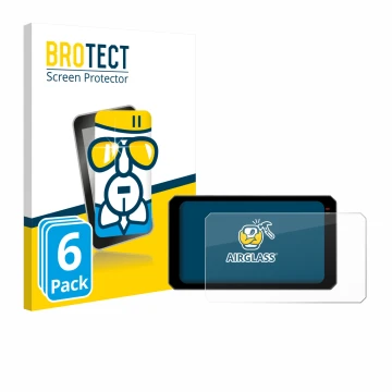 Vorderseite einer Produktverpackung mit dem Markenlogo BROTECT. Daneben ist das Gerät Chigee AIO-6 Max mit dem zugehörigen Dis