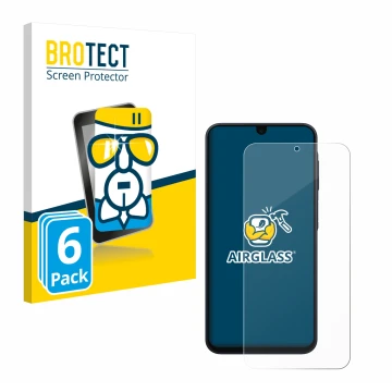 Vorderseite einer Produktverpackung mit dem Markenlogo BROTECT. Daneben ist das Gerät Samsung Galaxy A17 4G mit dem zugehörige