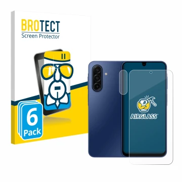 Vorderseite einer Produktverpackung mit dem Markenlogo BROTECT. Daneben ist das Gerät Samsung Galaxy A17 4G (Display+Kamera) m