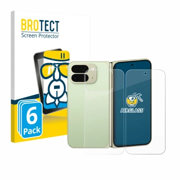 Vorderseite einer Produktverpackung mit dem Markenlogo BROTECT. Daneben ist das Gerät Google Pixel 10 Pro Fold (Display+Rückse