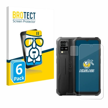 Vorderseite einer Produktverpackung mit dem Markenlogo BROTECT. Daneben ist das Gerät Blackview BV4800 (Display+Kamera) mit de