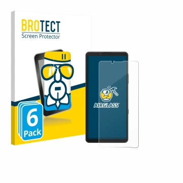 Vorderseite einer Produktverpackung mit dem Markenlogo BROTECT. Daneben ist das Gerät Sony Xperia 10 VII mit dem zugehörigen D