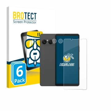 Vorderseite einer Produktverpackung mit dem Markenlogo BROTECT. Daneben ist das Gerät Sony Xperia 10 VII (Display+Kamera) mit 