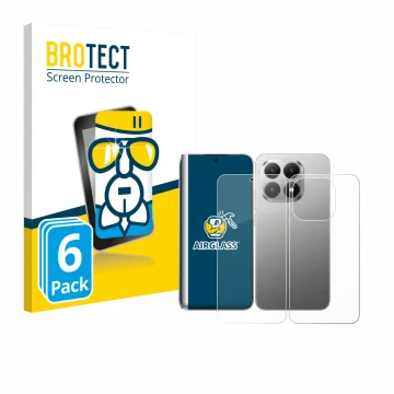 Vorderseite einer Produktverpackung mit dem Markenlogo BROTECT. Daneben ist das Gerät Xiaomi 15T (Display+Rückseite) mit dem z