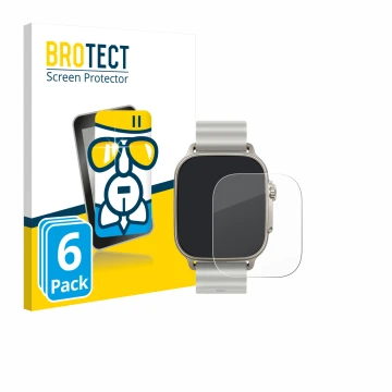Vorderseite einer Produktverpackung mit dem Markenlogo BROTECT. Daneben ist das Gerät realme Watch 5 mit dem zugehörigen Displ