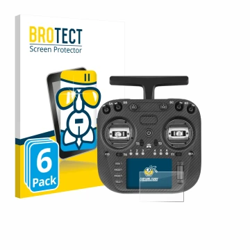 Vorderseite einer Produktverpackung mit dem Markenlogo BROTECT. Daneben ist das Gerät Radiomaster TX15 Max mit dem zugehörigen