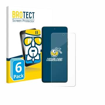 Vorderseite einer Produktverpackung mit dem Markenlogo BROTECT. Daneben ist das Gerät Motorola Edge 70 mit dem zugehörigen Dis