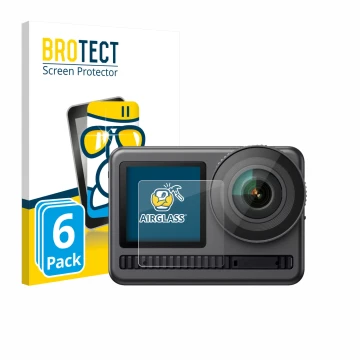 Vorderseite einer Produktverpackung mit dem Markenlogo BROTECT. Daneben ist das Gerät Akaso Brave 8 (Vorderes Display) mit dem