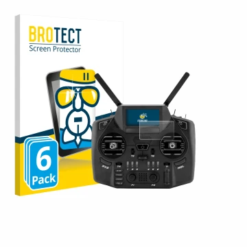 Vorderseite einer Produktverpackung mit dem Markenlogo BROTECT. Daneben ist das Gerät Radiomaster GX12 mit dem zugehörigen Dis