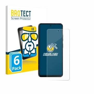 Vorderseite einer Produktverpackung mit dem Markenlogo BROTECT. Daneben ist das Gerät Motorola Moto G67 Power mit dem zugehöri