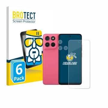 Vorderseite einer Produktverpackung mit dem Markenlogo BROTECT. Daneben ist das Gerät Motorola Moto G57 Power (Display+Kamera)