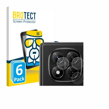 Vorderseite einer Produktverpackung mit dem Markenlogo BROTECT. Daneben ist das Gerät Xiaomi Redmi Note 14 Pro 4G (NUR Kameras