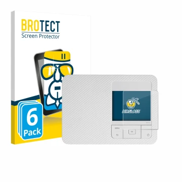 Vorderseite einer Produktverpackung mit dem Markenlogo BROTECT. Daneben ist das Gerät Canon Selphy CP1500 Mini mit dem zugehör