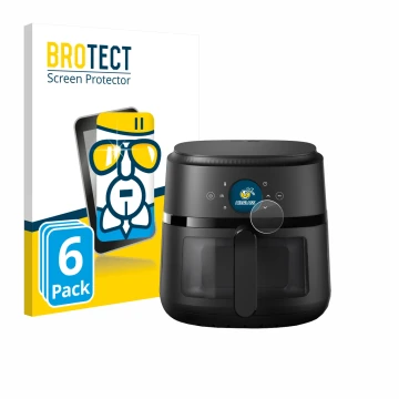 Vorderseite einer Produktverpackung mit dem Markenlogo BROTECT. Daneben ist das Gerät Philips Airfryer 2000 Gen 2 6,2L mit dem