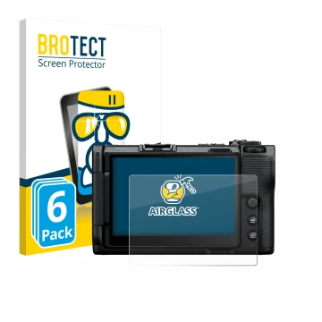 Vorderseite einer Produktverpackung mit dem Markenlogo BROTECT. Daneben ist das Gerät Nikon ZR 2025 mit dem zugehörigen Displa