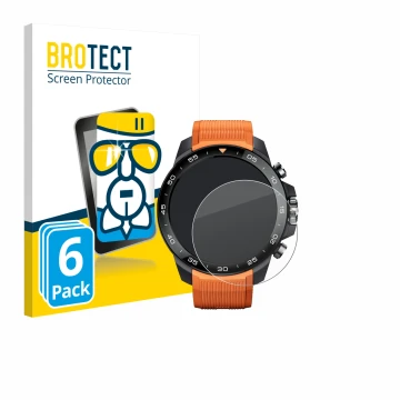 Vorderseite einer Produktverpackung mit dem Markenlogo BROTECT. Daneben ist das Gerät Xiaomi Mibro GS Explorer S mit dem zugeh