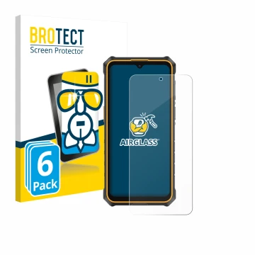 Vorderseite einer Produktverpackung mit dem Markenlogo BROTECT. Daneben ist das Gerät Ulefone RugKing 3 Pro mit dem zugehörige
