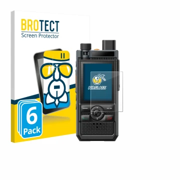 Vorderseite einer Produktverpackung mit dem Markenlogo BROTECT. Daneben ist das Gerät Hytera P50 Pro mit dem zugehörigen Displ