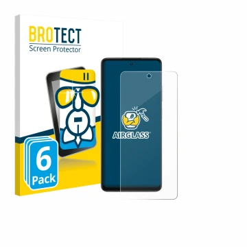 Vorderseite einer Produktverpackung mit dem Markenlogo BROTECT. Daneben ist das Gerät Oppo A5x 4G mit dem zugehörigen Displays