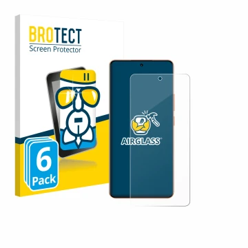 Vorderseite einer Produktverpackung mit dem Markenlogo BROTECT. Daneben ist das Gerät realme P4 Pro 5G mit dem zugehörigen Dis