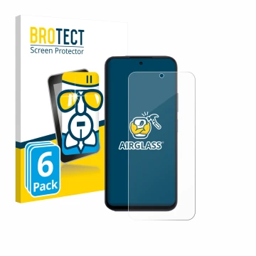 Vorderseite einer Produktverpackung mit dem Markenlogo BROTECT. Daneben ist das Gerät Oppo A6x 4G mit dem zugehörigen Displays