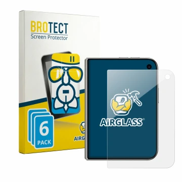 Vorderseite einer Produktverpackung mit dem Markenlogo BROTECT. Daneben ist das Gerät Apple iPhone Duo mit dem zugehörigen Dis