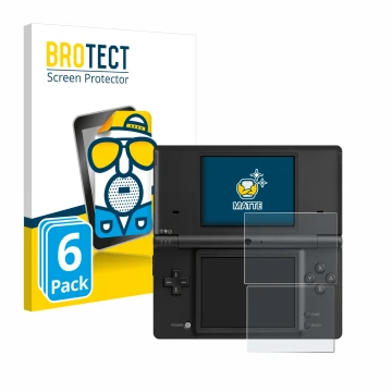 Vorderseite einer Produktverpackung mit dem Markenlogo BROTECT. Daneben ist das Gerät Nintendo DSi mit dem zugehörigen Display