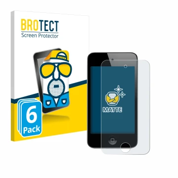 Vorderseite einer Produktverpackung mit dem Markenlogo BROTECT. Daneben ist das Gerät Apple iPod Touch (4. Gen.) mit dem zugeh