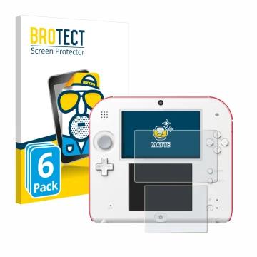 Vorderseite einer Produktverpackung mit dem Markenlogo BROTECT. Daneben ist das Gerät Nintendo 2DS mit dem zugehörigen Display