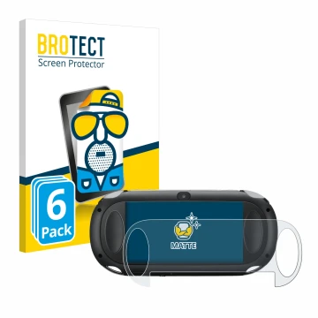 Vorderseite einer Produktverpackung mit dem Markenlogo BROTECT. Daneben ist das Gerät Sony Playstation PCH-1000-Serie PS Vita 