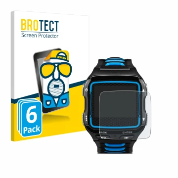 Vorderseite einer Produktverpackung mit dem Markenlogo BROTECT. Daneben ist das Gerät Garmin Forerunner 920XT mit dem zugehöri