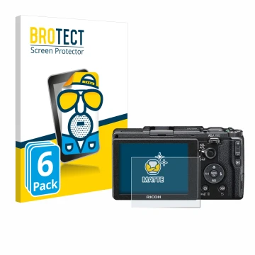 Vorderseite einer Produktverpackung mit dem Markenlogo BROTECT. Daneben ist das Gerät Ricoh GR II 2015 mit dem zugehörigen Dis