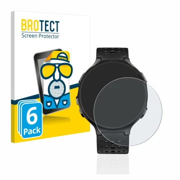 Vorderseite einer Produktverpackung mit dem Markenlogo BROTECT. Daneben ist das Gerät Garmin Forerunner 235 mit dem zugehörige