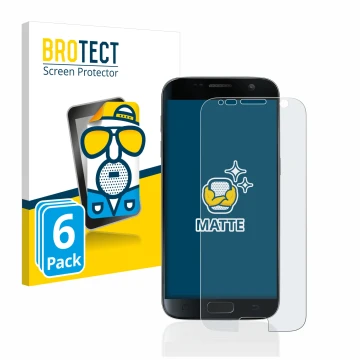 Vorderseite einer Produktverpackung mit dem Markenlogo BROTECT. Daneben ist das Gerät Samsung Galaxy S7 mit dem zugehörigen Di
