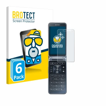 Vorderseite einer Produktverpackung mit dem Markenlogo BROTECT. Daneben ist das Gerät Samsung Galaxy Folder 2 mit dem zugehöri