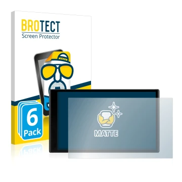 Vorderseite einer Produktverpackung mit dem Markenlogo BROTECT. Daneben ist das Gerät Garmin DriveSmart 61 LMT-D mit dem zugeh