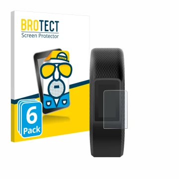 Vorderseite einer Produktverpackung mit dem Markenlogo BROTECT. Daneben ist das Gerät Garmin Vivosport mit dem zugehörigen Dis