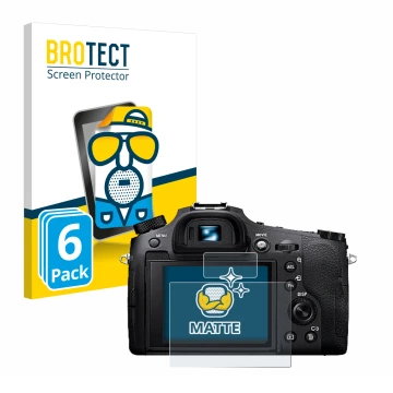 Vorderseite einer Produktverpackung mit dem Markenlogo BROTECT. Daneben ist das Gerät Sony Cyber-Shot DSC-RX10 IV mit dem zuge