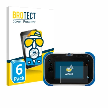 Vorderseite einer Produktverpackung mit dem Markenlogo BROTECT. Daneben ist das Gerät Vtech Storio Max 2.0 mit dem zugehörigen