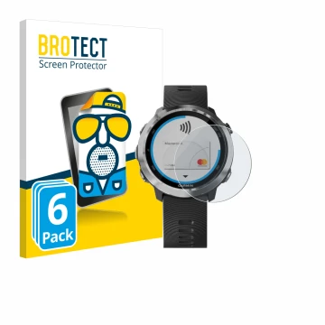 Vorderseite einer Produktverpackung mit dem Markenlogo BROTECT. Daneben ist das Gerät Garmin Forerunner 645 mit dem zugehörige