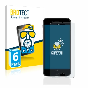 Vorderseite einer Produktverpackung mit dem Markenlogo BROTECT. Daneben ist das Gerät Apple iPhone SE 2 2020 mit dem zugehörig