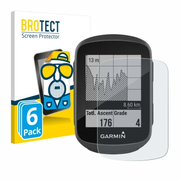 Vorderseite einer Produktverpackung mit dem Markenlogo BROTECT. Daneben ist das Gerät Garmin Edge 130 mit dem zugehörigen Disp