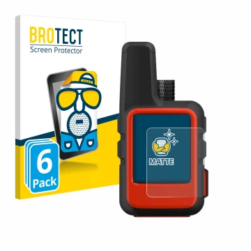 Vorderseite einer Produktverpackung mit dem Markenlogo BROTECT. Daneben ist das Gerät Garmin inReach Mini mit dem zugehörigen 