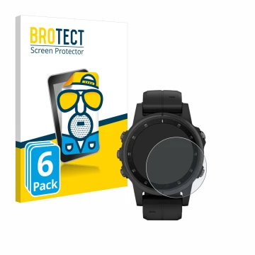 Vorderseite einer Produktverpackung mit dem Markenlogo BROTECT. Daneben ist das Gerät Garmin Fenix 5S Plus (42 mm) mit dem zug