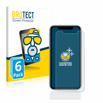 Vorderseite einer Produktverpackung mit dem Markenlogo BROTECT. Daneben ist das Gerät Apple iPhone XR mit dem zugehörigen Disp