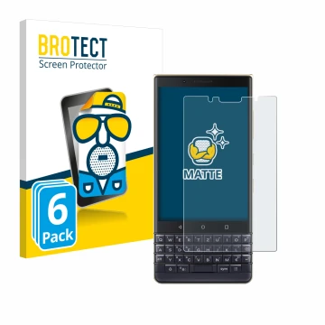 Vorderseite einer Produktverpackung mit dem Markenlogo BROTECT. Daneben ist das Gerät BlackBerry Key2 LE mit dem zugehörigen D