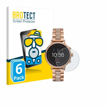 Vorderseite einer Produktverpackung mit dem Markenlogo BROTECT. Daneben ist das Gerät Fossil Q Venture HR (4.Gen) mit dem zuge