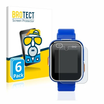 Vorderseite einer Produktverpackung mit dem Markenlogo BROTECT. Daneben ist das Gerät Vtech Kidizoom Smart Watch DX2 mit dem z